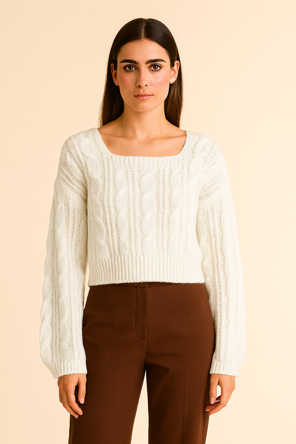 Cable-Knit Cropped Sweater