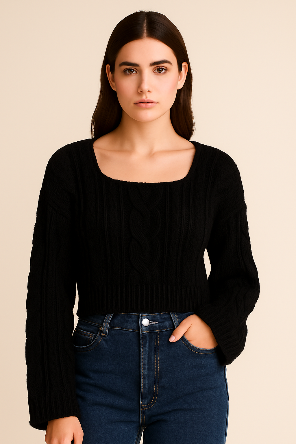 8月中掲載！【新品未使用品】Gajess Cropped Knit Grey Knitted Cropped Sweater - NEWME